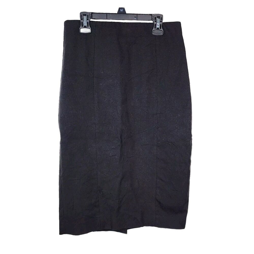 Banana Republic Womens Pencil Skirt Size 4 Midi Black Back Zip Slit Stretch